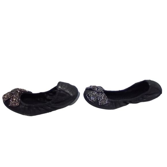 Tory Burch Eddie Black Jeweled-Bow Ballet Flats - Size 8 1/2 - Picture 9 of 16